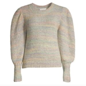 LoveShackFancy Aquarius Puff Sleeve Sweater in Autumn Rainbow Large NWT